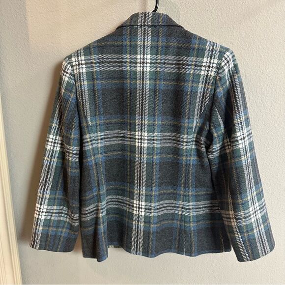Vintage Paul Levy Plaid Wool Full Zip Blazer Jacket structured shoulders size 4 - Picture 3 of 8